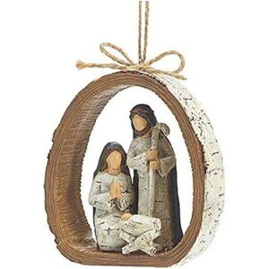 Birch Bark Ring Resin Holy Family Resin Ornament